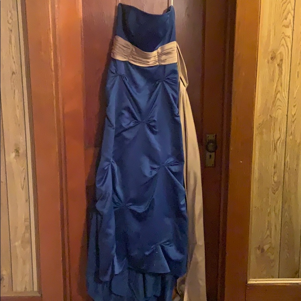 Blue Strapless Bridesmaid Dress